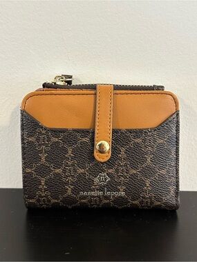 Nanette Lepore Brown Monogram Wallet with Tan Accents